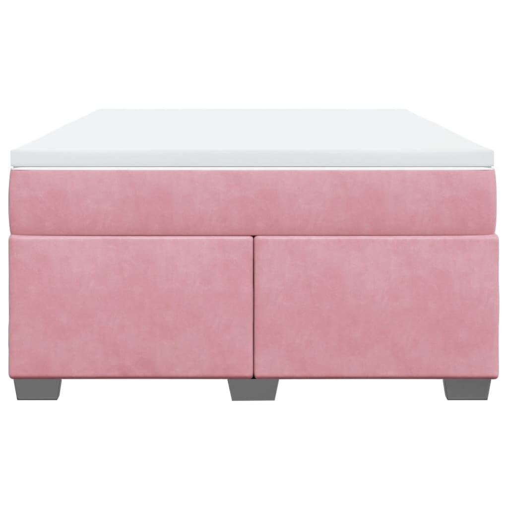 vidaXL Κρεβάτι Boxspring με Στρώμα Ροζ 140x190 εκ. Βελούδινο