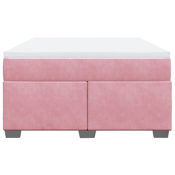 vidaXL Κρεβάτι Boxspring με Στρώμα Ροζ 140x190 εκ. Βελούδινο