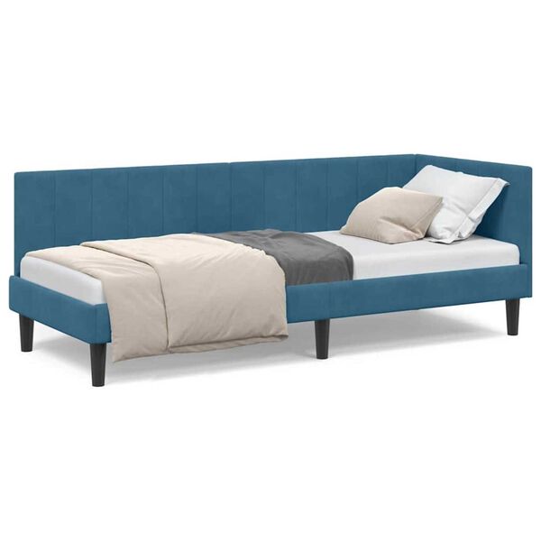vidaXL Κρεβάτι Γωνίας με κεφαλάρι Μπλε 80 x 200 cm Βελούδο