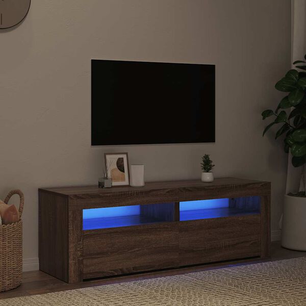 vidaXL Έπιπλο Τηλεόρασης με LED Καφέ Δρυς 120x35x40 εκ.