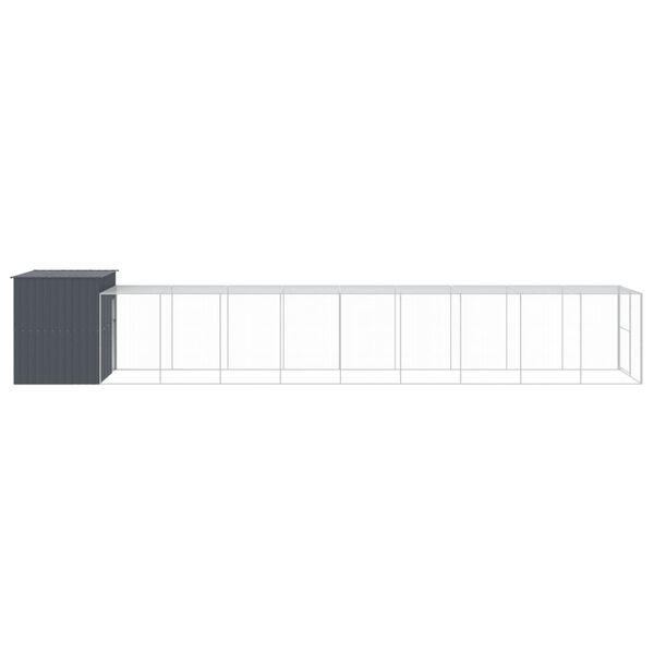 vidaXL Σπιτάκι Σκύλου με Αυλή Ανθρακί 214x1069x181 εκ. Γαλβαν. Χάλυβας