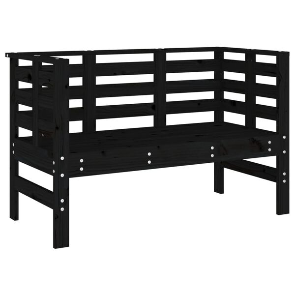 vidaXL Παγκάκι Κήπου Μαύρο 111,5 x 53 x 71 εκ. από Μασίφ Ξύλο Πεύκου
