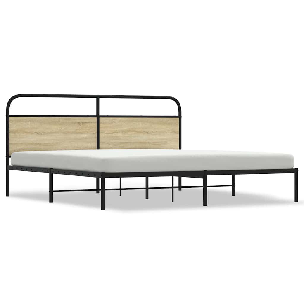 vidaXL Σκελετός Κρεβ. Χωρίς Στρώμα Sonoma Δρυς 180x200 εκ. Μεταλλικό
