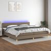 vidaXL &Kappa;&rho;&epsilon;&beta;ά&tau;&iota; Boxspring &mu;&epsilon; &Sigma;&tau;&rho;ώ&mu;&alpha; & LED Taupe 200x200 &epsilon;&kappa;. &Upsilon;&phi;&alpha;&sigma;&mu;ά&tau;&iota;&nu;&omicron;