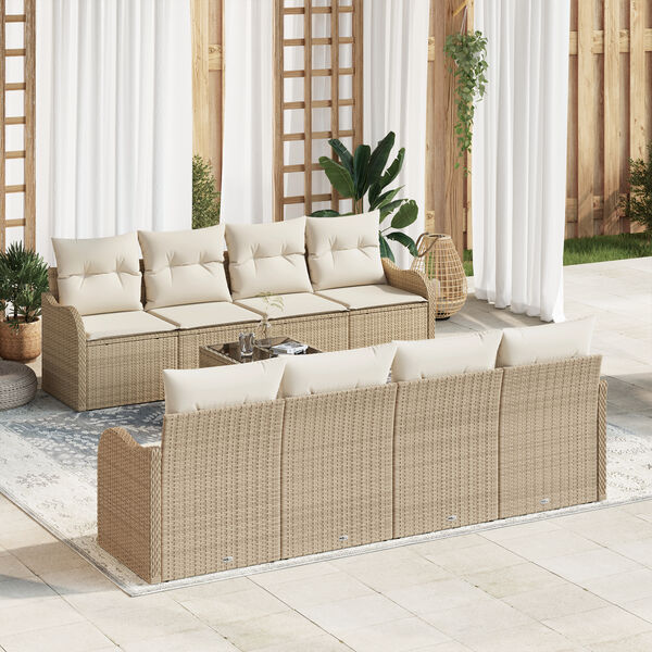 vidaXL Σετ Καναπέ Κήπου 9 pcs Μπεζ 55 x 55 x 37 εκ Πολυ ράταν