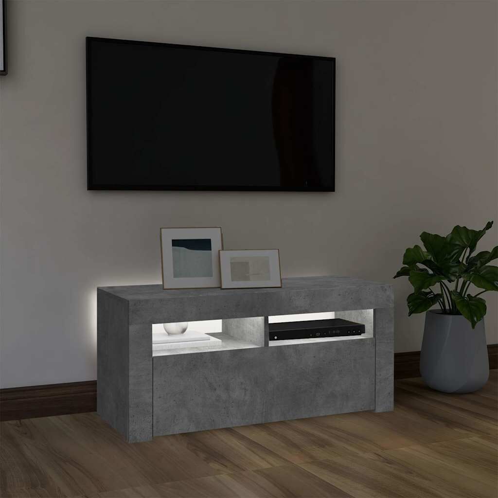vidaXL Έπιπλο Τηλεόρασης με LED Γκρι Σκυροδέματος 90 x 35 x 40 εκ.