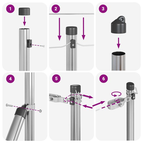 vidaXL Πό posts φράχτη 13 pcs Ασημί Ø32mm 80 εκ Γαλβανισμένος χάλυβας