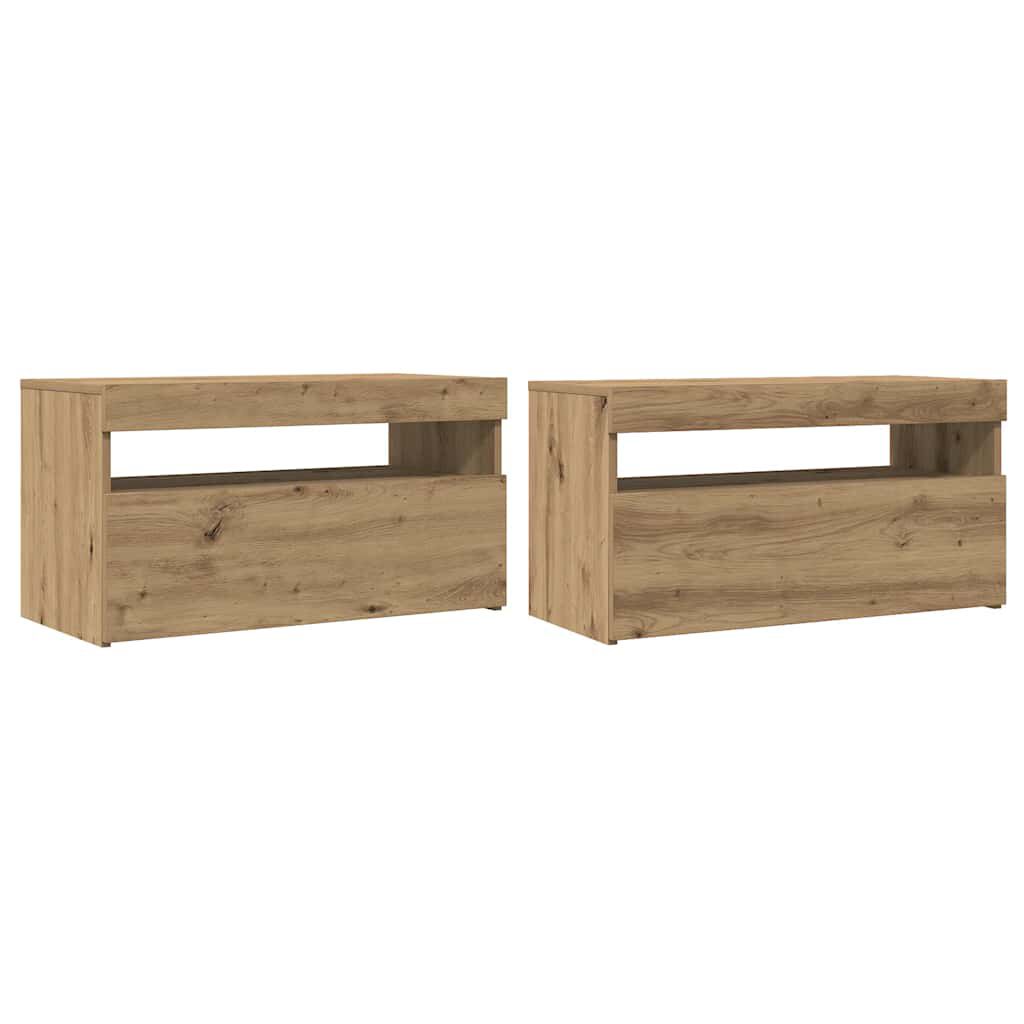 ντουλάπι τηλεόρασης vidaXL με φώτα LED Artisan Oak Κατασκευασμένο ξύλο