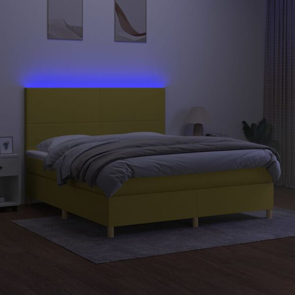 vidaXL &Kappa;&rho;&epsilon;&beta;ά&tau;&iota; Boxspring &mu;&epsilon; &Sigma;&tau;&rho;ώ&mu;&alpha; & LED &Pi;&rho;ά&sigma;&iota;&nu;&omicron; 160x200 &epsilon;&kappa; &Upsilon;&phi;&alpha;&sigma;&mu;ά&tau;&iota;&nu;&omicron;