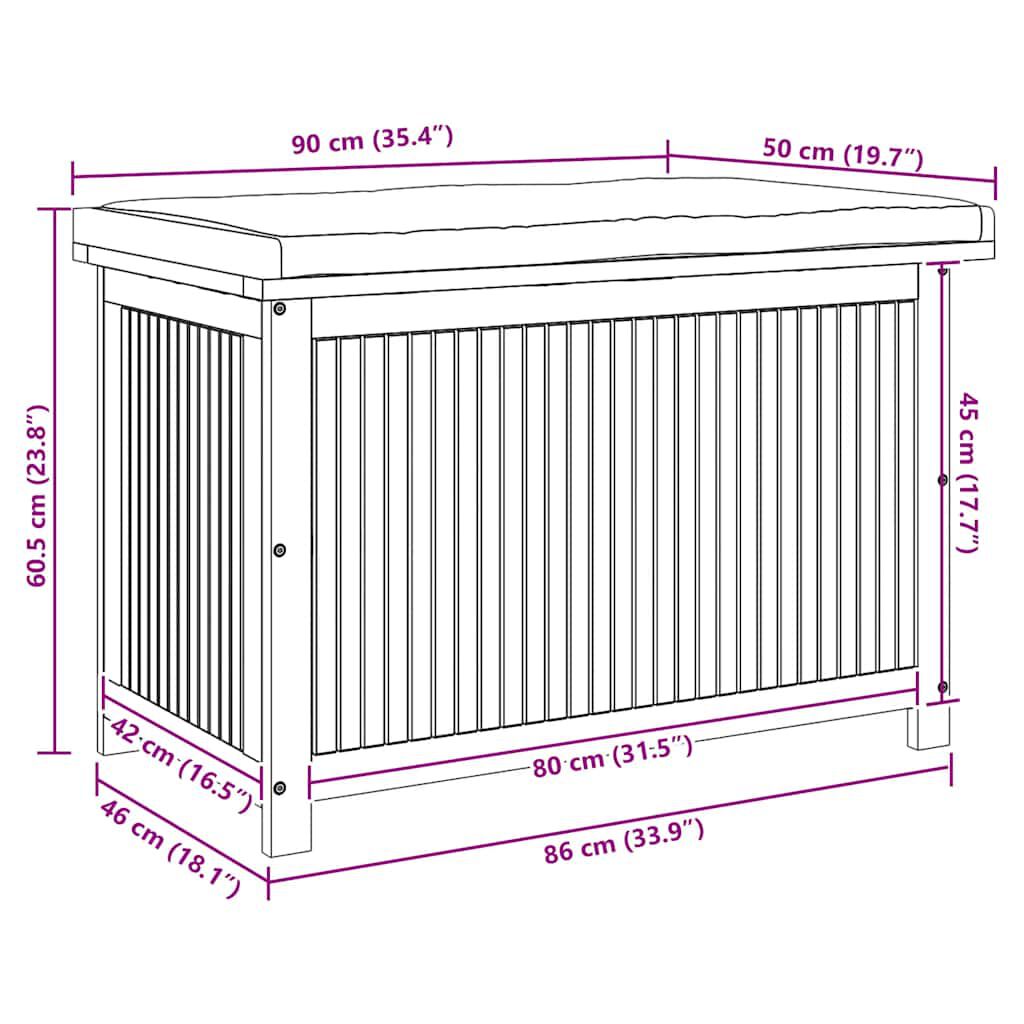vidaXL Κουτί Μαξιλαριών Εξ. Χώρου 90x50x60,5 εκ. Μασίφ Ξύλο Ακακίας