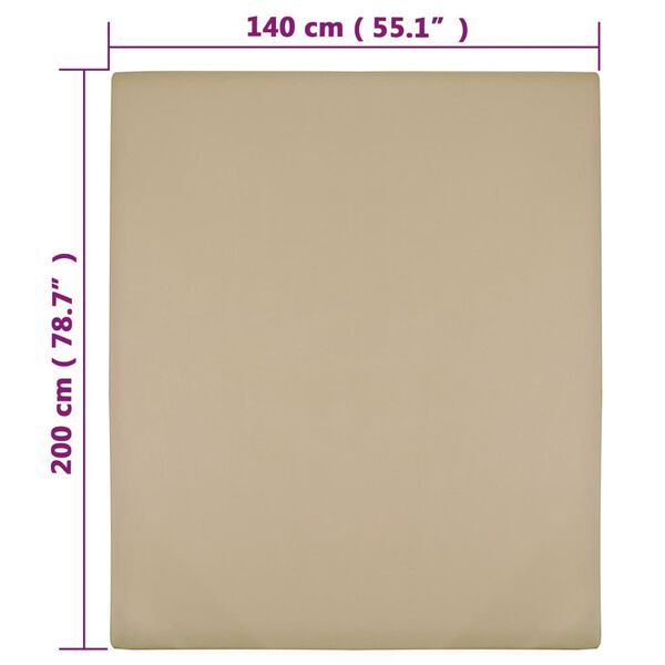 vidaXL Σεντόνια με Λάστιχο 2 τεμ. Taupe 140x200 εκ. Βαμβακερό Ζέρσεϊ