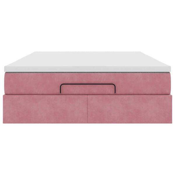 vidaXL Οθωμανικό κρεβάτι με στρώμα ροζ 140x190cm Βελούδο