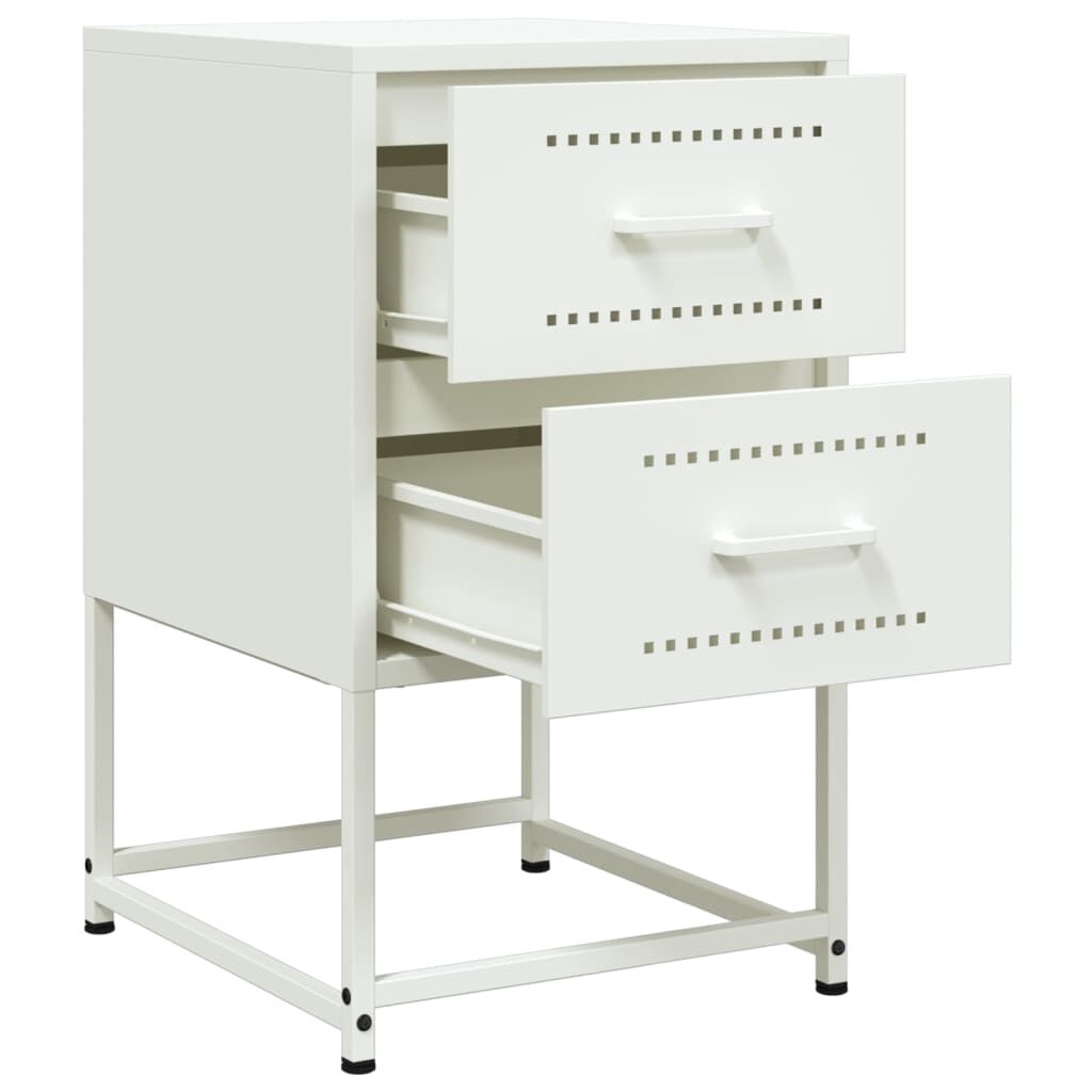 vidaXL Κομοδίνα 2 τεμ. Λευκό 36x39x60,5 εκ. από Χάλυβα