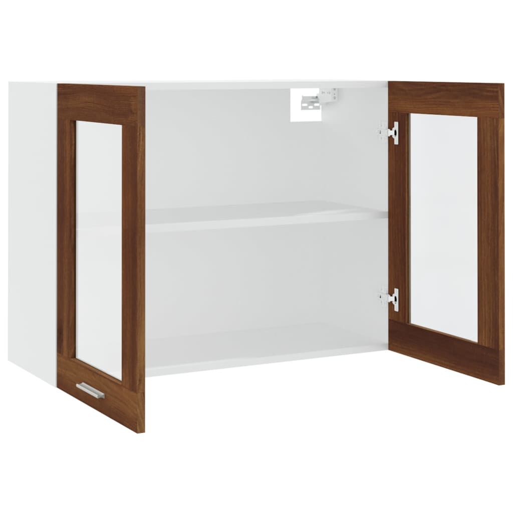 vidaXL Ντουλάπι Κρεμαστό Γυάλινο Lyon Καφέ Δρυς 80x31x60εκ. Επεξ. Ξύλο