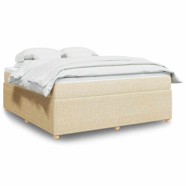vidaXL Κρεβάτι Boxspring με Στρώμα Κρεμ 180x200 εκ. Υφασμάτινο