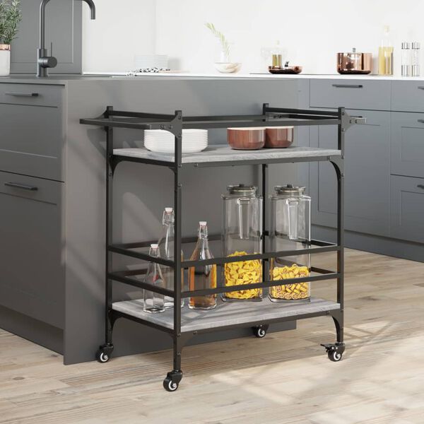 vidaXL Τρόλεϊ Κουζίνας Sonoma Γκρι 82x40x78,5 εκ. Επεξεργασμένο Ξύλο