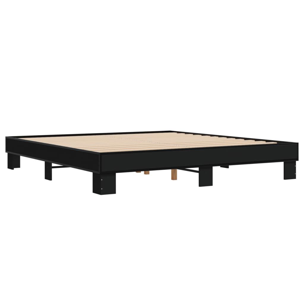 vidaXL Πλαίσιο Κρεβατιού Μαύρο 180 x 200 εκ. Επεξ. Ξύλο & Μέταλλο