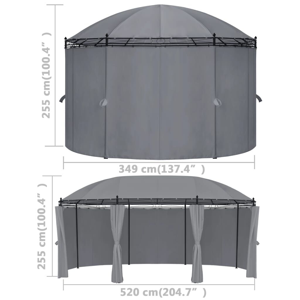 vidaXL Κιόσκι με Κουρτίνες Ανθρακί 520 x 349 x 255 εκ.