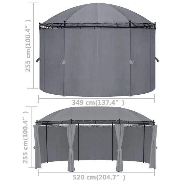 vidaXL Κιόσκι με Κουρτίνες Ανθρακί 520 x 349 x 255 εκ.