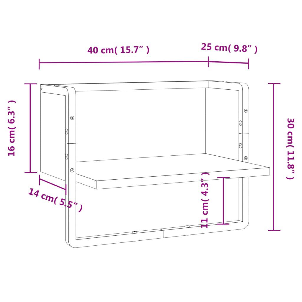 vidaXL Ράφι Τοίχου με Μπάρα Μαύρο 40x25x30 εκ.