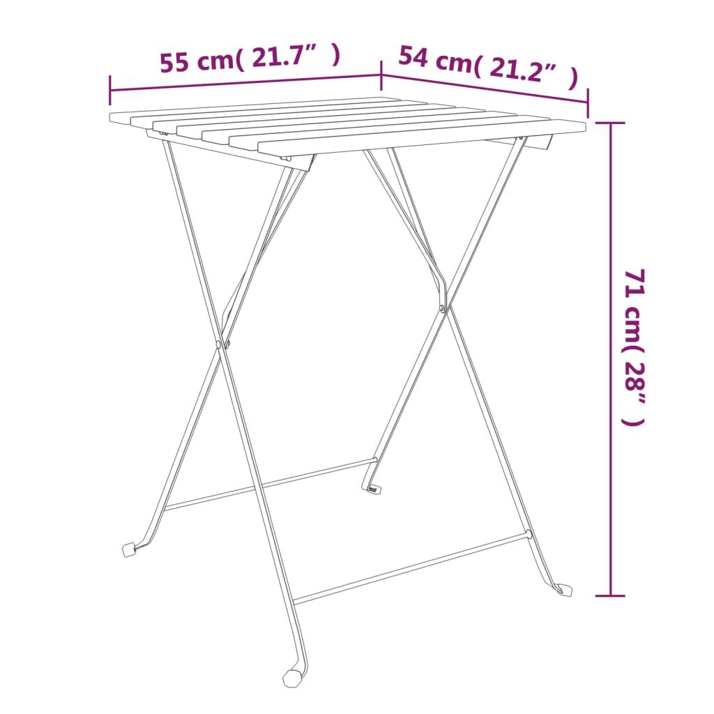 vidaXL Τραπέζι Bistro Πτυσσόμ. 55x54x71 εκ Μασίφ Ξύλο Ακακίας & Ατσάλι