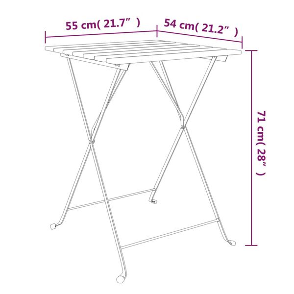 vidaXL Τραπέζι Bistro Πτυσσόμ. 55x54x71 εκ Μασίφ Ξύλο Ακακίας & Ατσάλι