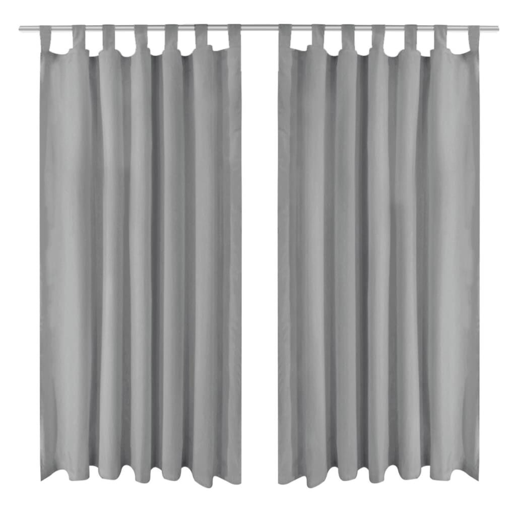 vidaXL Κουρτίνες με Θηλιές 2 τεμ. Γκρι 140 x 175 εκ. από Microsatin