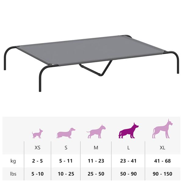 vidaXL Ανυψωμένο κρεβάτι σκύλου Γκρι 130x80x20 cm Ύφασμα Οξφόρδης