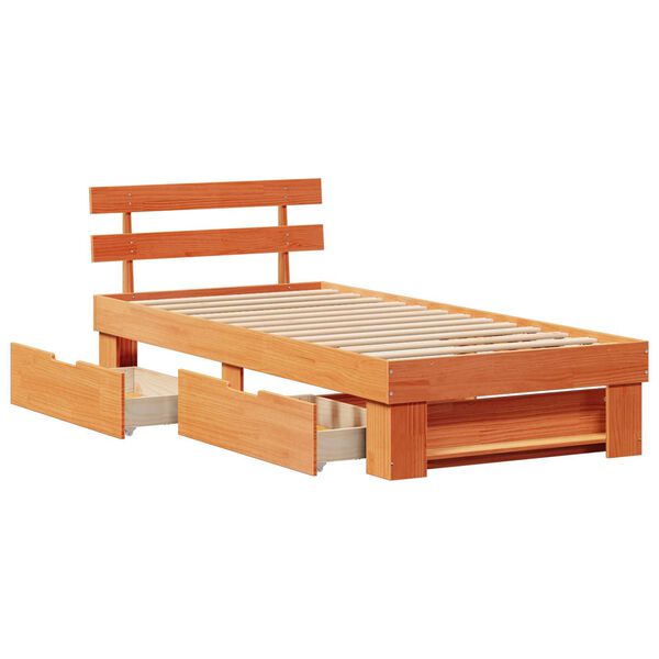 vidaXL Σκελετός Κρεβατιού Καφέ κεριού 90 x 190 cm Συμπαγές ξύλο πεύκου