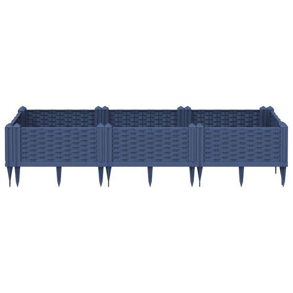vidaXL Ζαρντινιέρα με Πασσάλους Μπλε Γκρι 125x40x28,5 εκ. Πολυπροπυλένιο