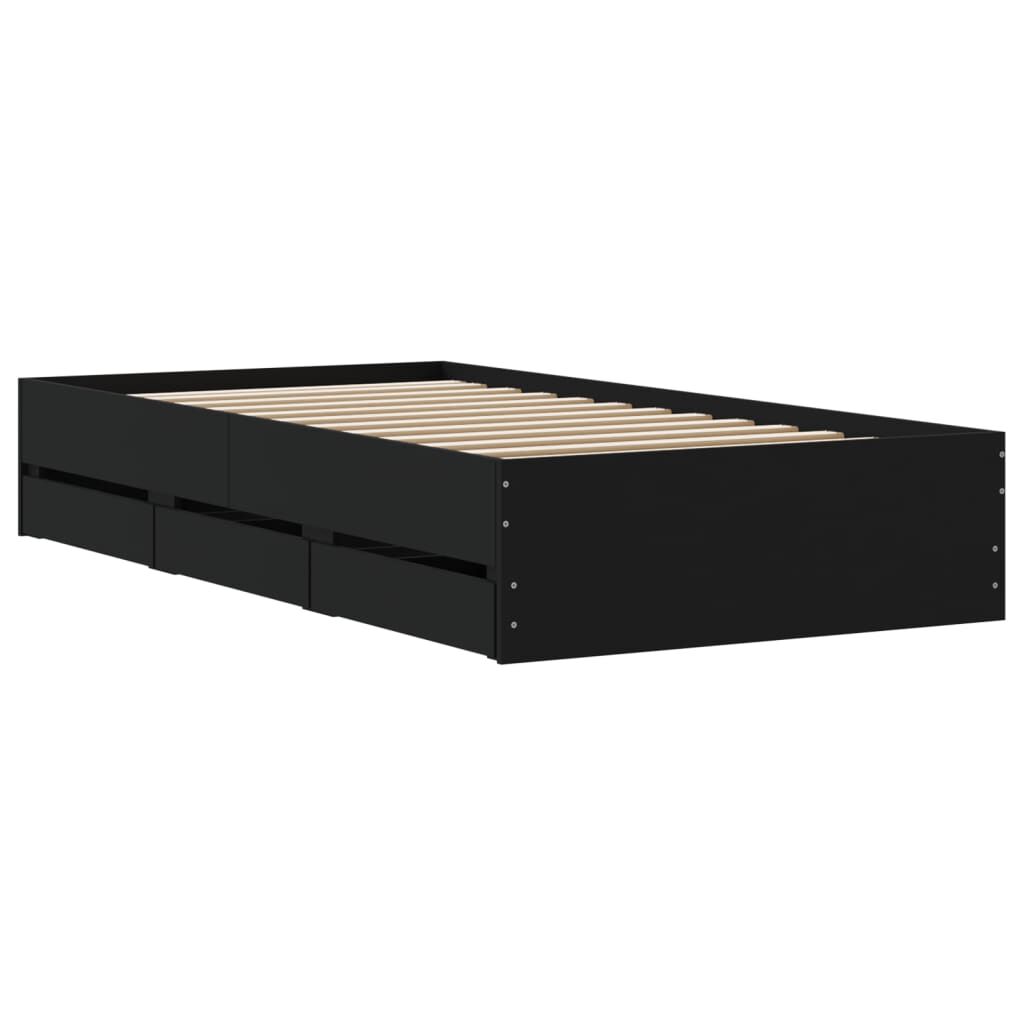 vidaXL Πλαίσιο Κρεβατιού με Συρτάρια Μαύρο 100x200 εκ Επεξεργ. Ξύλο