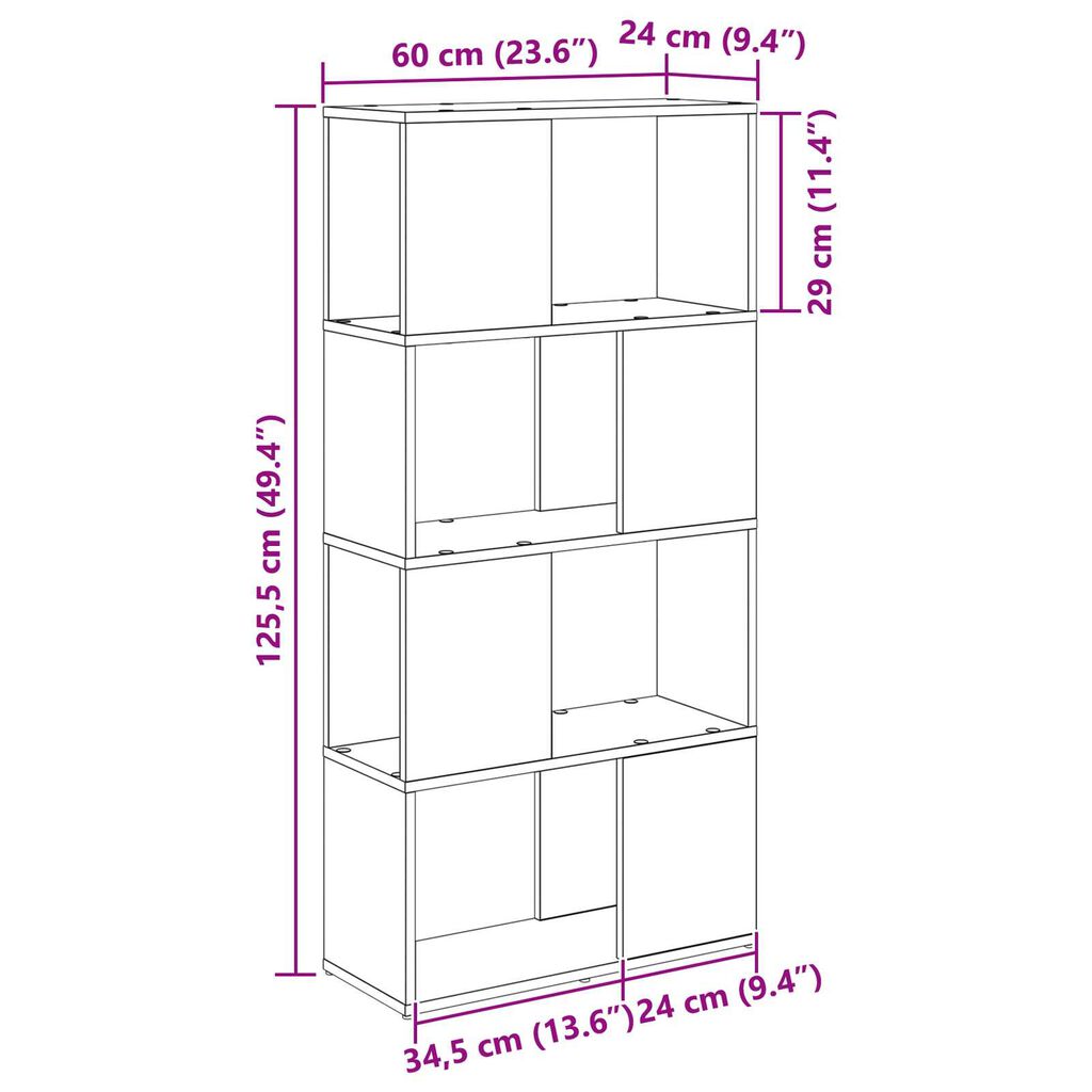 vidaXL Μονάδα Αποθήκευσης Παλαιό ξύλο MDF 60 x 24 x 124 εκ.