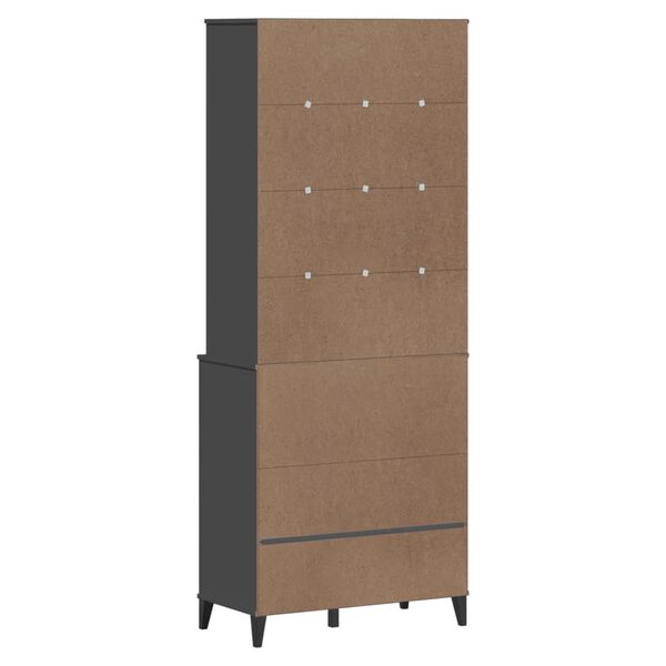 vidaXL Ντουλάπι Ψηλό VIKEN Ανθρακί Γκρι 80x40x200εκ. Μασίφ Ξύλο Πεύκου