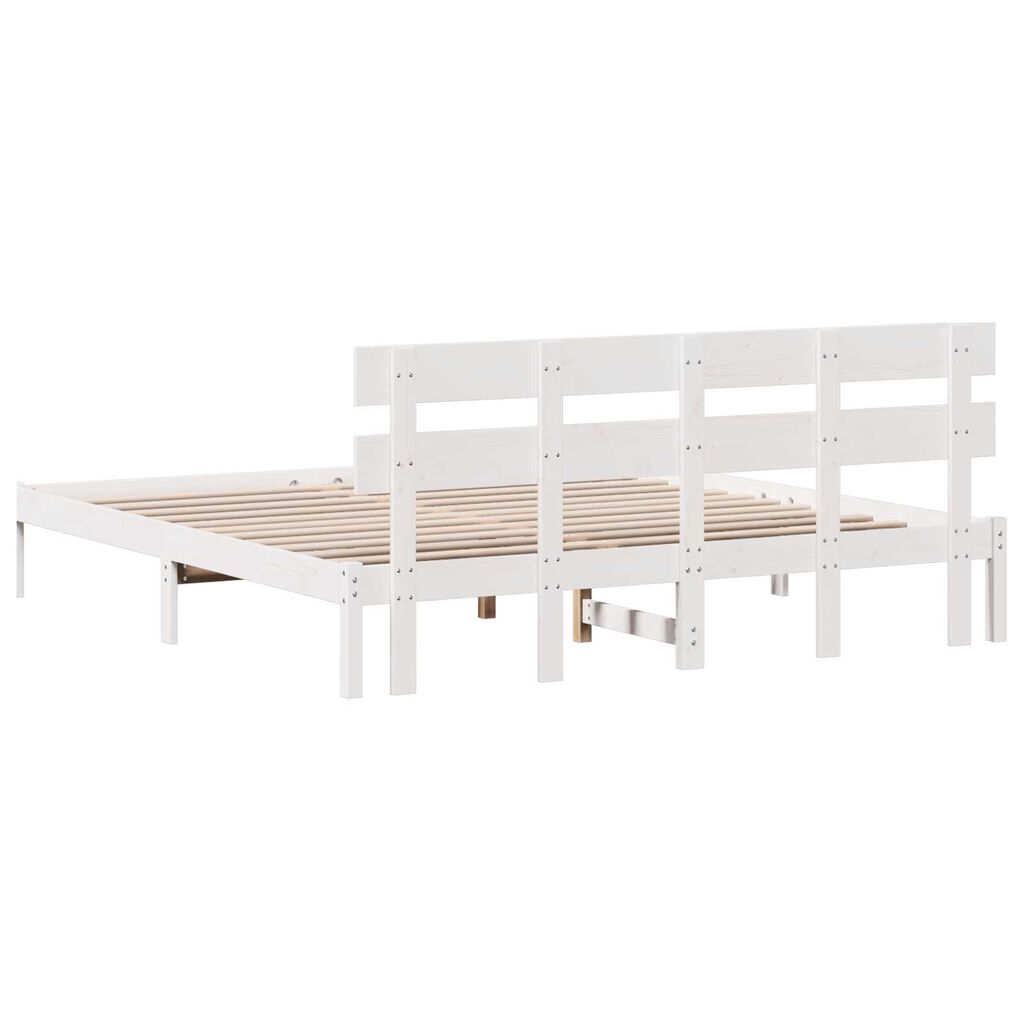 vidaXL Σκελετός Κρεβατιού Λευκό 200 x 200 cm Μασίφ ξύλο πεύκου