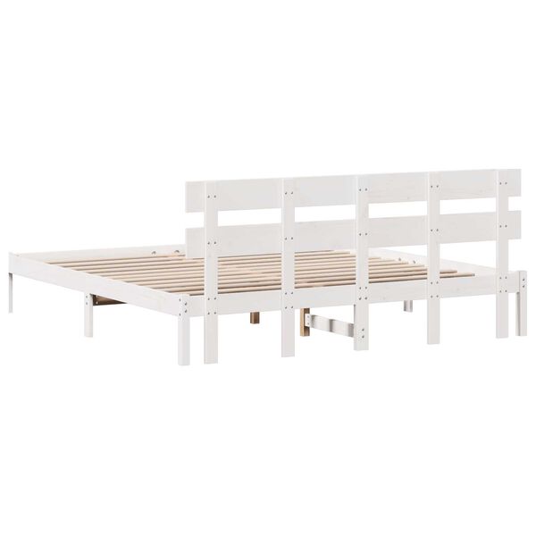 vidaXL Σκελετός Κρεβατιού Λευκό 200 x 200 cm Μασίφ ξύλο πεύκου