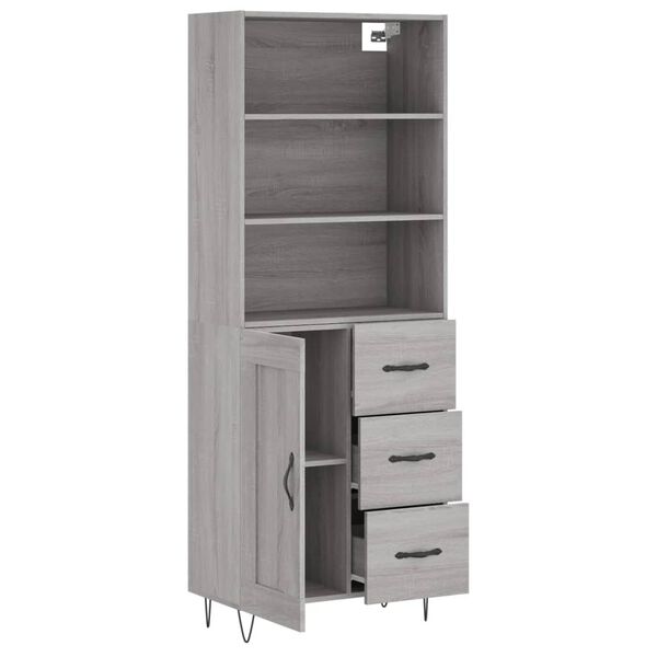vidaXL Ντουλάπι Γκρι Sonoma 69,5 x 34 x 180 εκ. Επεξεργασμένο Ξύλο