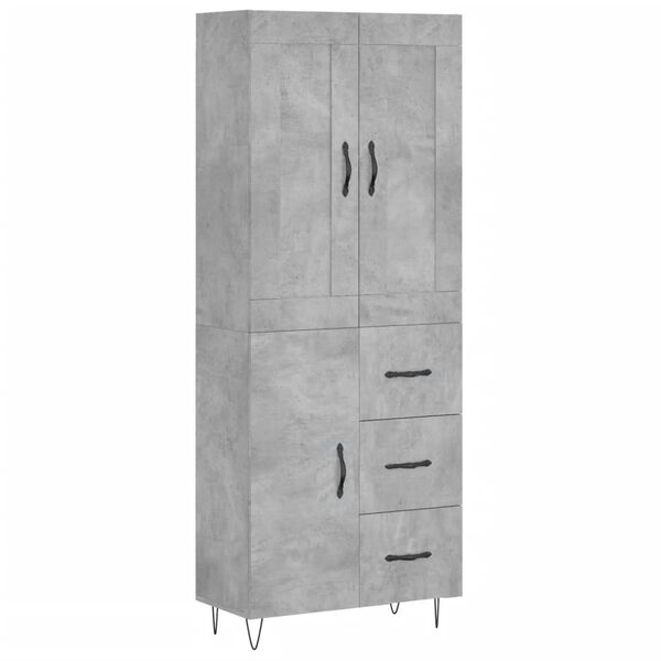vidaXL Ντουλάπι Γκρι Σκυροδέματος 69,5x34x180 εκ. Επεξεργασμένο Ξύλο