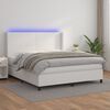 vidaXL Κρεβάτι Boxspring με Στρώμα & LED Λευκό 160x200 εκ. Συνθ. Δέρμα