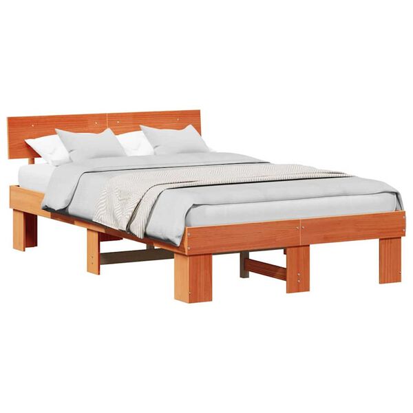 vidaXL Σκελετός Κρεβατιού Καφέ κεριού 120 x 190 cm Μασίφ ξύλο πεύκου