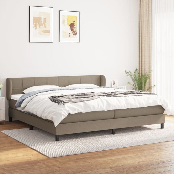 vidaXL &Kappa;&rho;&epsilon;&beta;ά&tau;&iota; Boxspring &mu;&epsilon; &Sigma;&tau;&rho;ώ&mu;&alpha; Taupe 200x200 &epsilon;&kappa;. &Upsilon;&phi;&alpha;&sigma;&mu;ά&tau;&iota;&nu;&omicron;