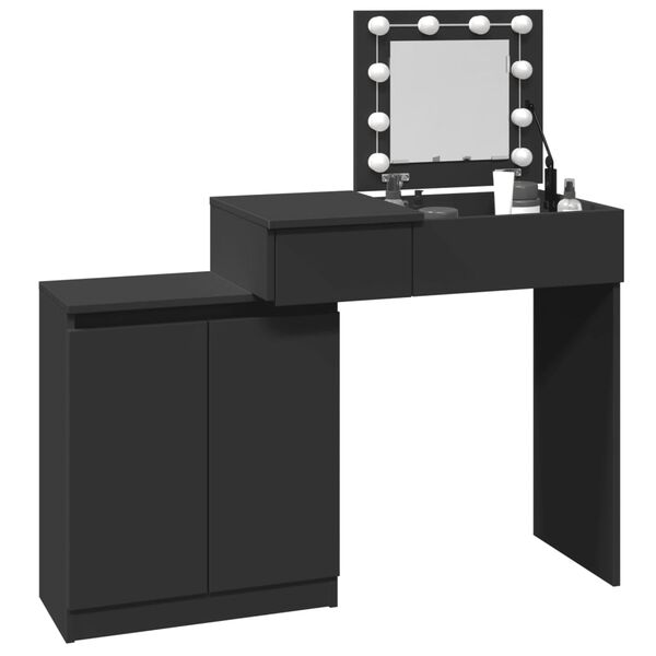 vidaXL Μπουντουάρ με LED Σετ Μαύρο 115x37x110,5 εκ.