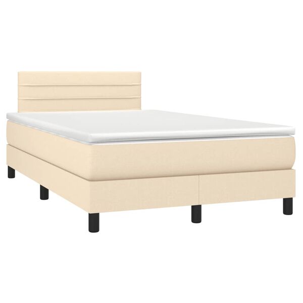 vidaXL Κρεβάτι Boxspring με Στρώμα Κρεμ 120x190 εκ. Υφασμάτινο