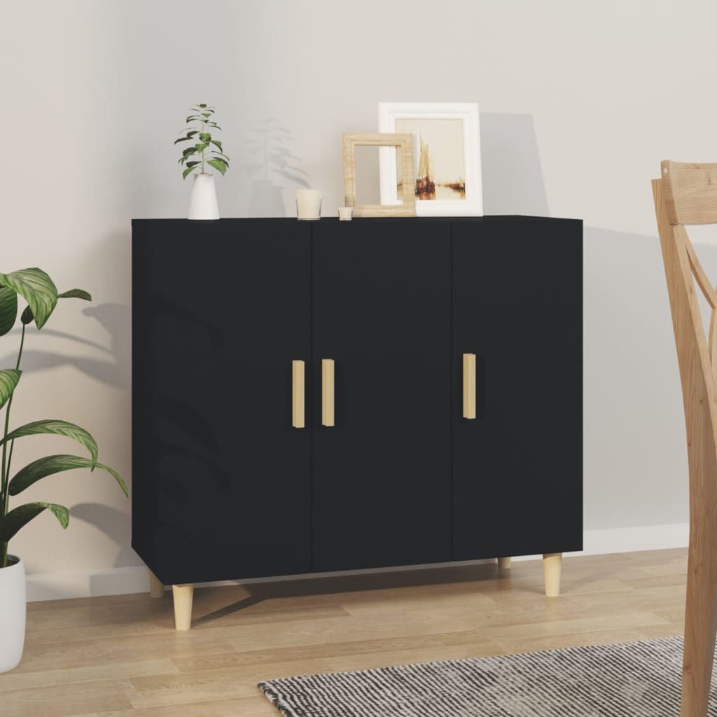 vidaXL Ντουλάπι Μαύρο 90 x 34 x 80 εκ. από Επεξεργασμένο Ξύλο