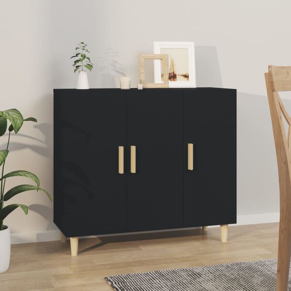 vidaXL Ντουλάπι Μαύρο 90 x 34 x 80 εκ. από Επεξεργασμένο Ξύλο
