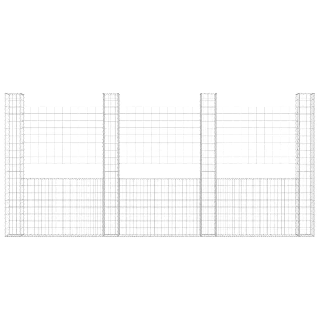 vidaXL Συρματοκιβώτιο σε U Σχήμα με 4 Στύλους 380x20x200 εκ. Σιδερένιο