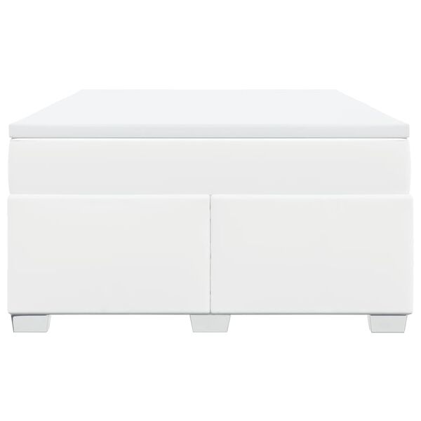 vidaXL Κρεβάτι Boxspring με Στρώμα Λευκό 140x190εκ.από Συνθετικό Δέρμα