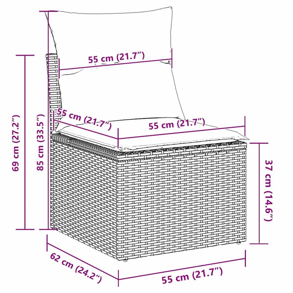vidaXL Σετ Καναπέ Κήπου 8 pcs Γκρι συνθετικό ρατάν