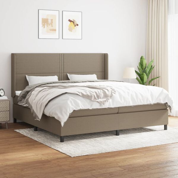 vidaXL &Kappa;&rho;&epsilon;&beta;ά&tau;&iota; Boxspring &mu;&epsilon; &Sigma;&tau;&rho;ώ&mu;&alpha; Taupe 200x200 &epsilon;&kappa;. &Upsilon;&phi;&alpha;&sigma;&mu;ά&tau;&iota;&nu;&omicron;