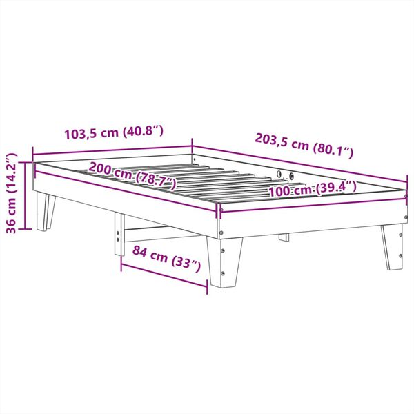 vidaXL Σκελετός Κρεβατιού Χωρίς Στρώμα Λευκό 100x200 εκ. Μασίφ Πεύκο