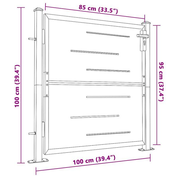 vidaXL Πόρτα Κήπου 100x100 εκ. από Ανοξείδωτο Ατσάλι